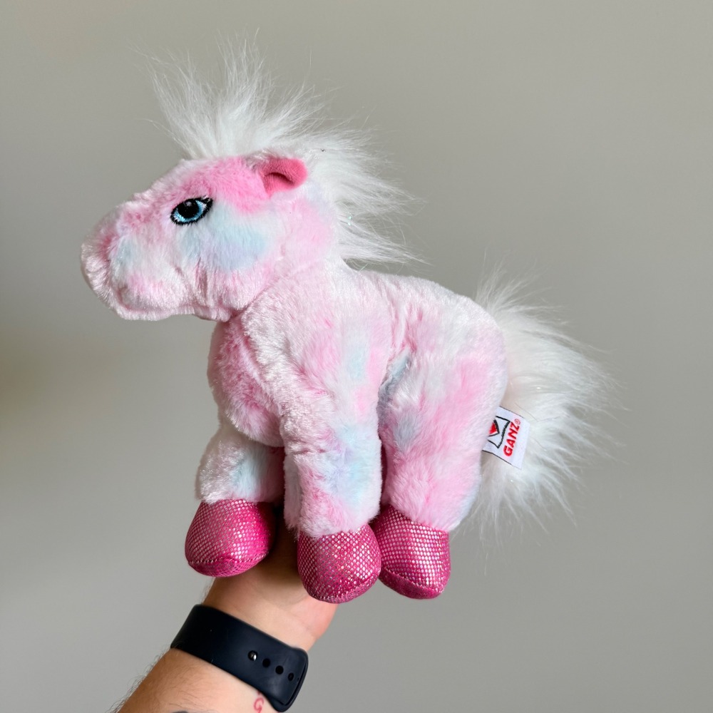 Webkinz Cotton‎ Candy Pony Pink White Tie Dye Plush Stuffed Animal Ganz HM364 - Picture 3 of 3